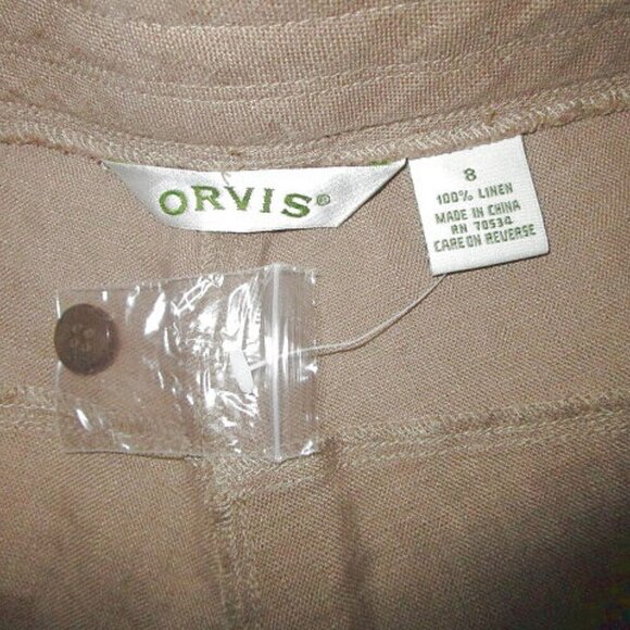 Orvis Linen Cargo Pants Size 8 Wide Leg Mid Rise Lightweight Crop Pockets Beach - Picture 6 of 9